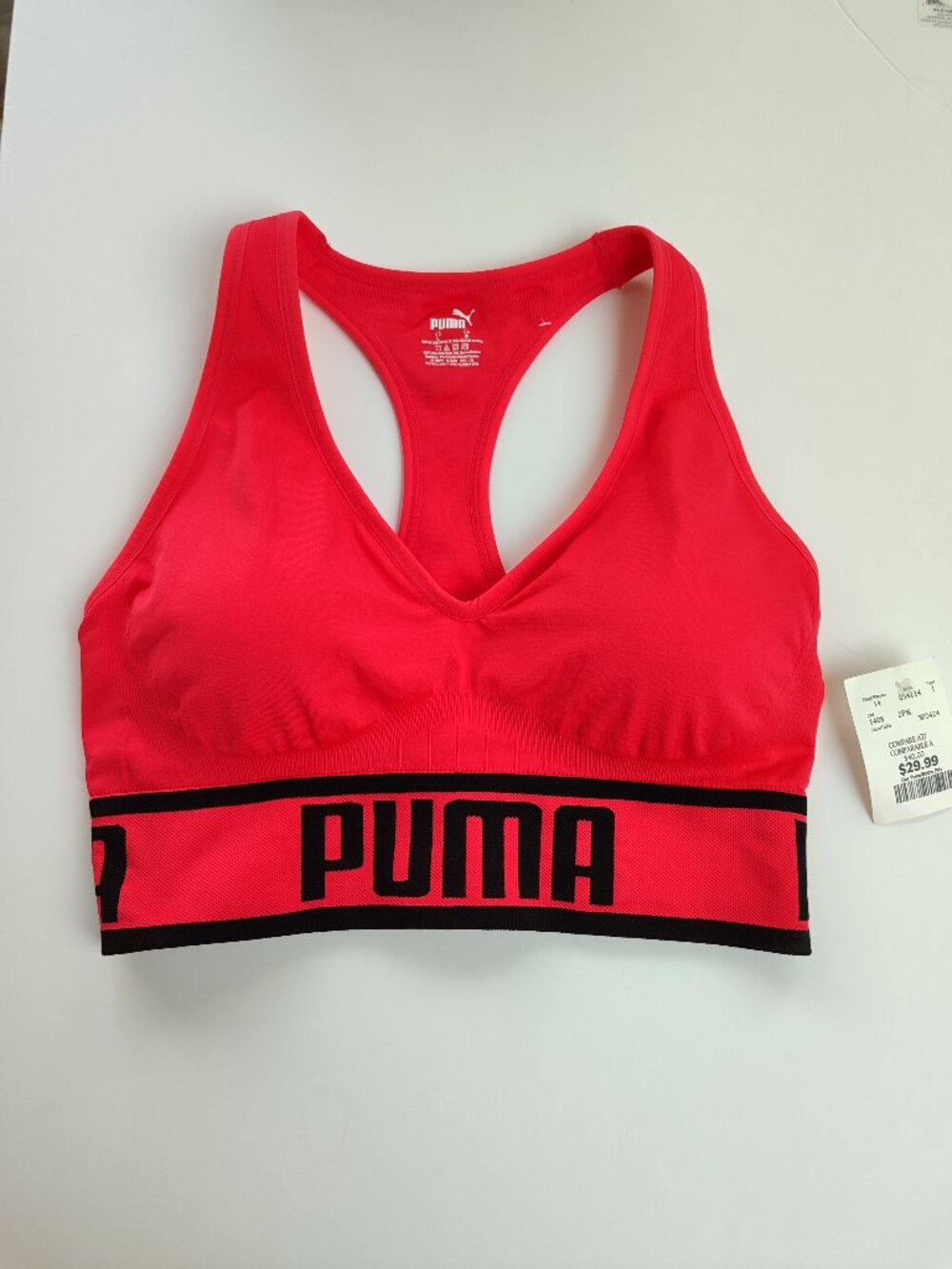 NWT Puma Solstice Coral Red Seamless Sport Bra Size L